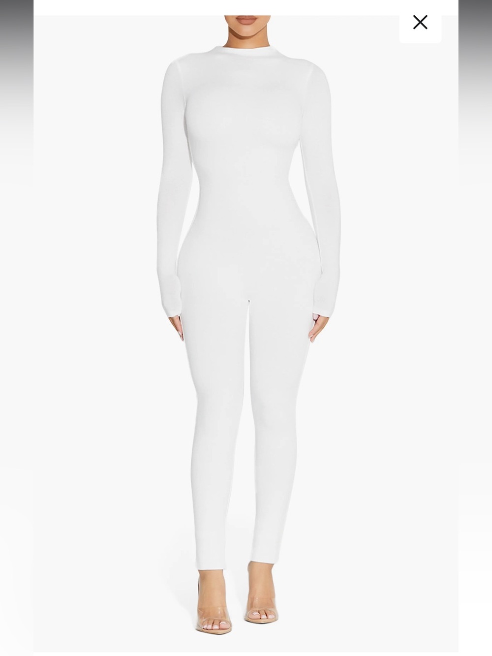 Naked Wardrobe Women's White Long-Sleeve Jumpsuit